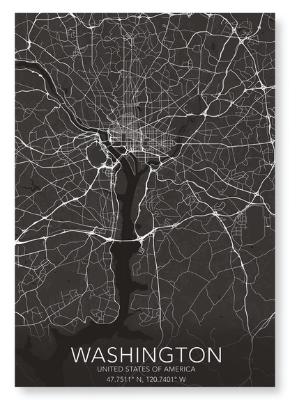 WASHINGTON FULL MAP: Map Full Art Print