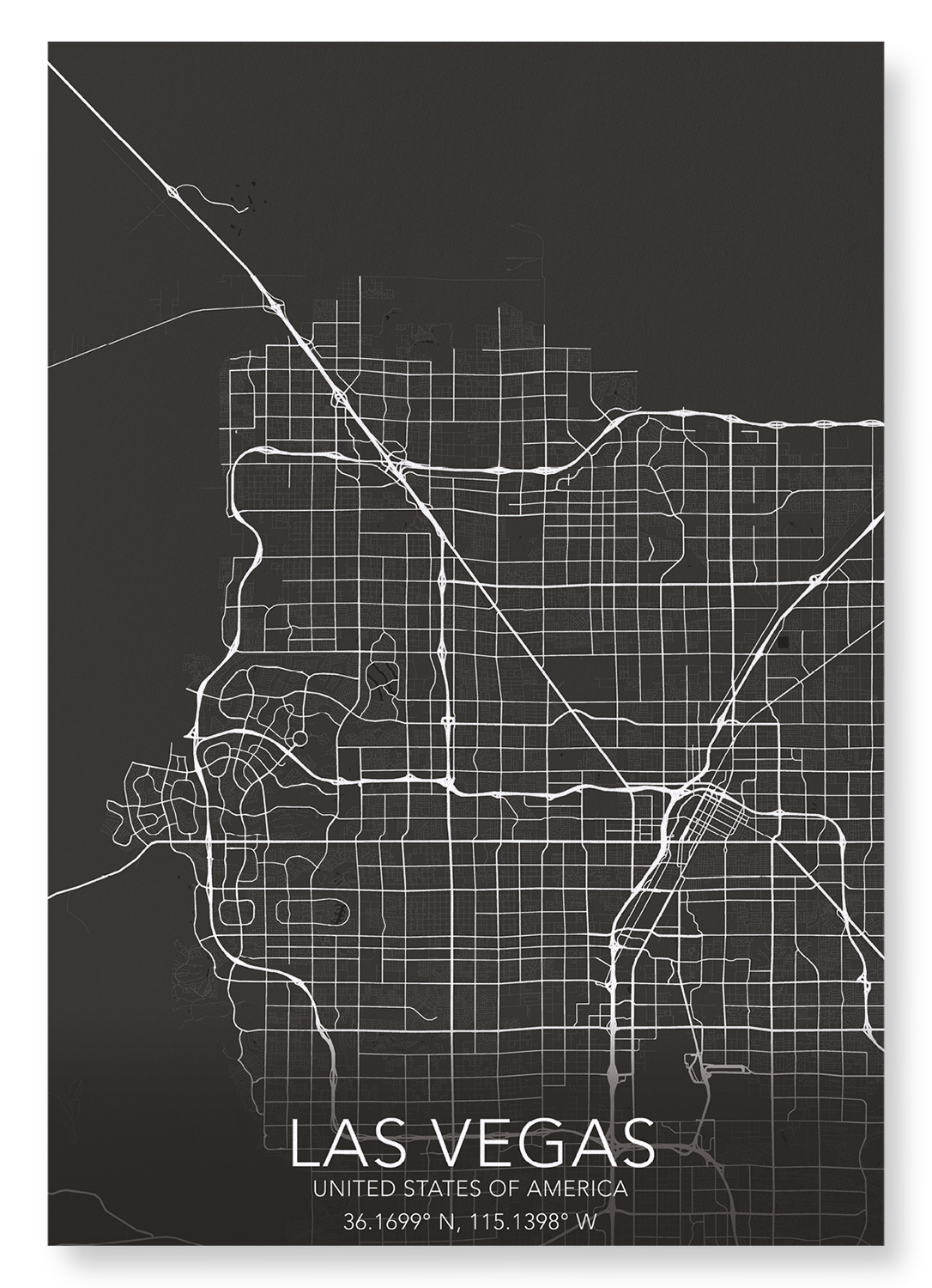 LAS VEGAS FULL MAP: Map Full Art Print
