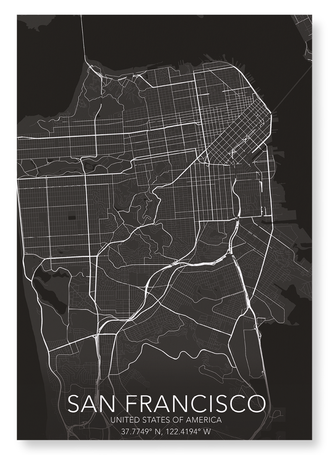 SAN FRANCISCO FULL MAP: Map Full Art Print