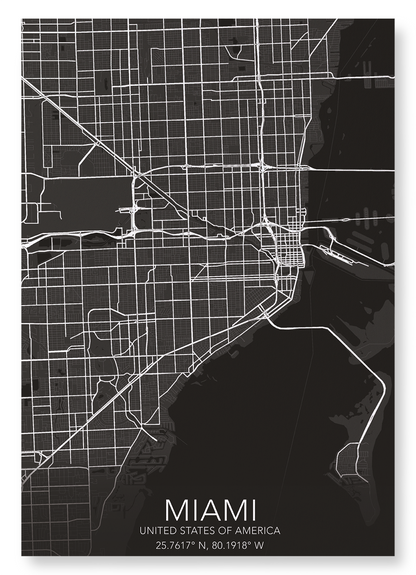 MIAMI FULL MAP: Map Full Art Print