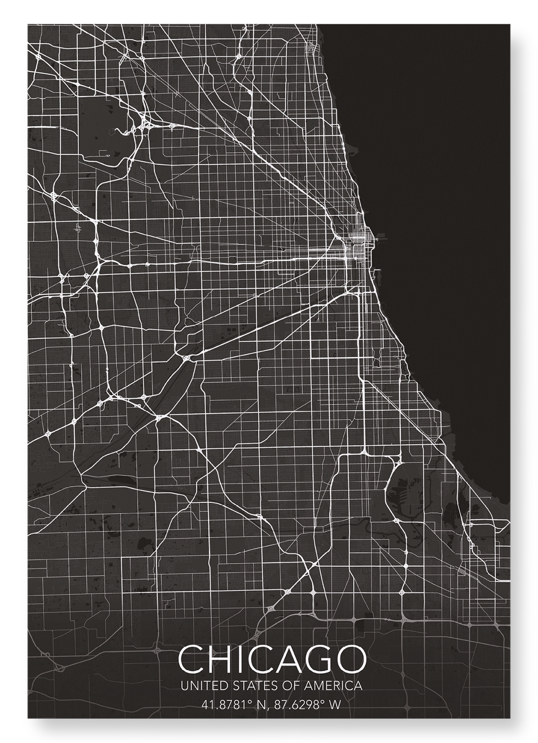 CHICAGO FULL MAP: Map Full Art Print