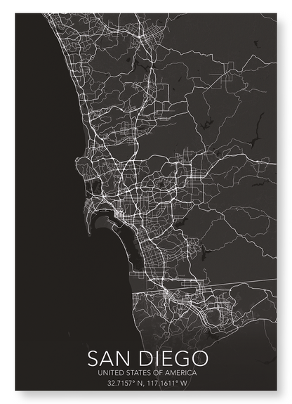 SAN DIEGO FULL MAP: Map Full Art Print