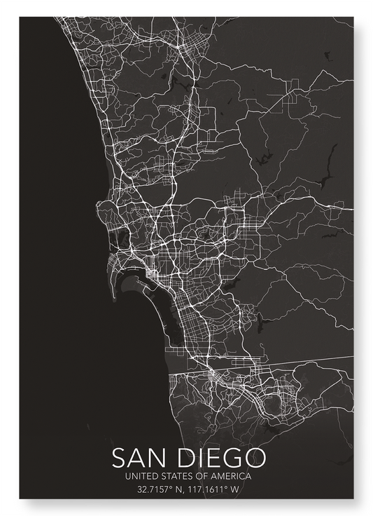 SAN DIEGO FULL MAP: Map Full Art Print