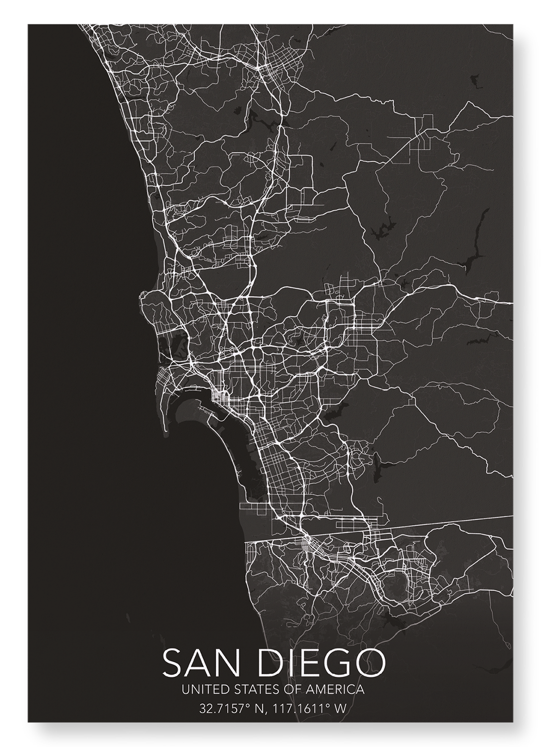 SAN DIEGO FULL MAP: Map Full Art Print