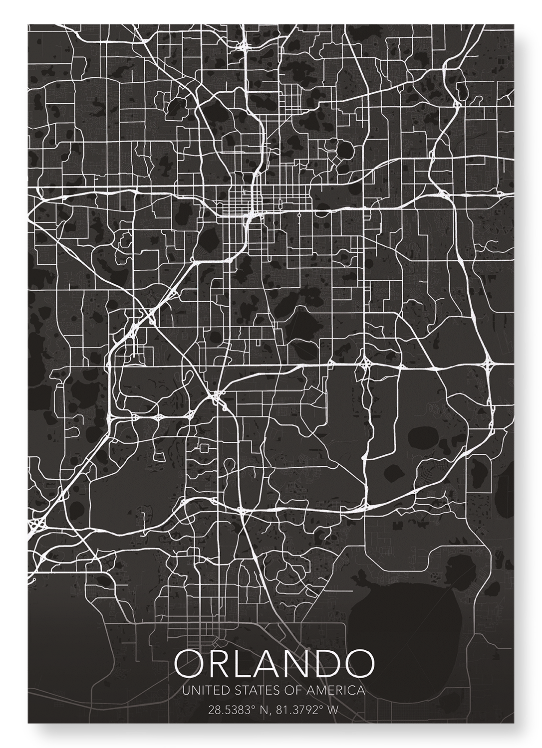 ORLANDO FULL MAP: Map Full Art Print
