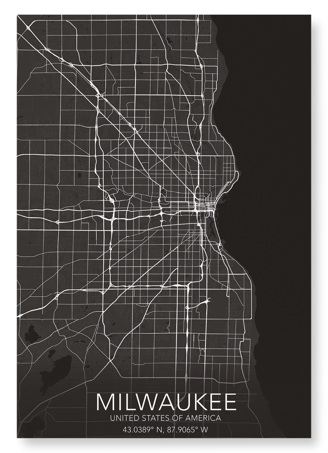 MILWAUKEE FULL MAP: Map Full Art Print