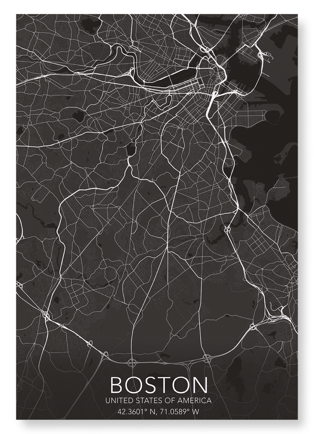 BOSTON FULL MAP: Map Full Art Print
