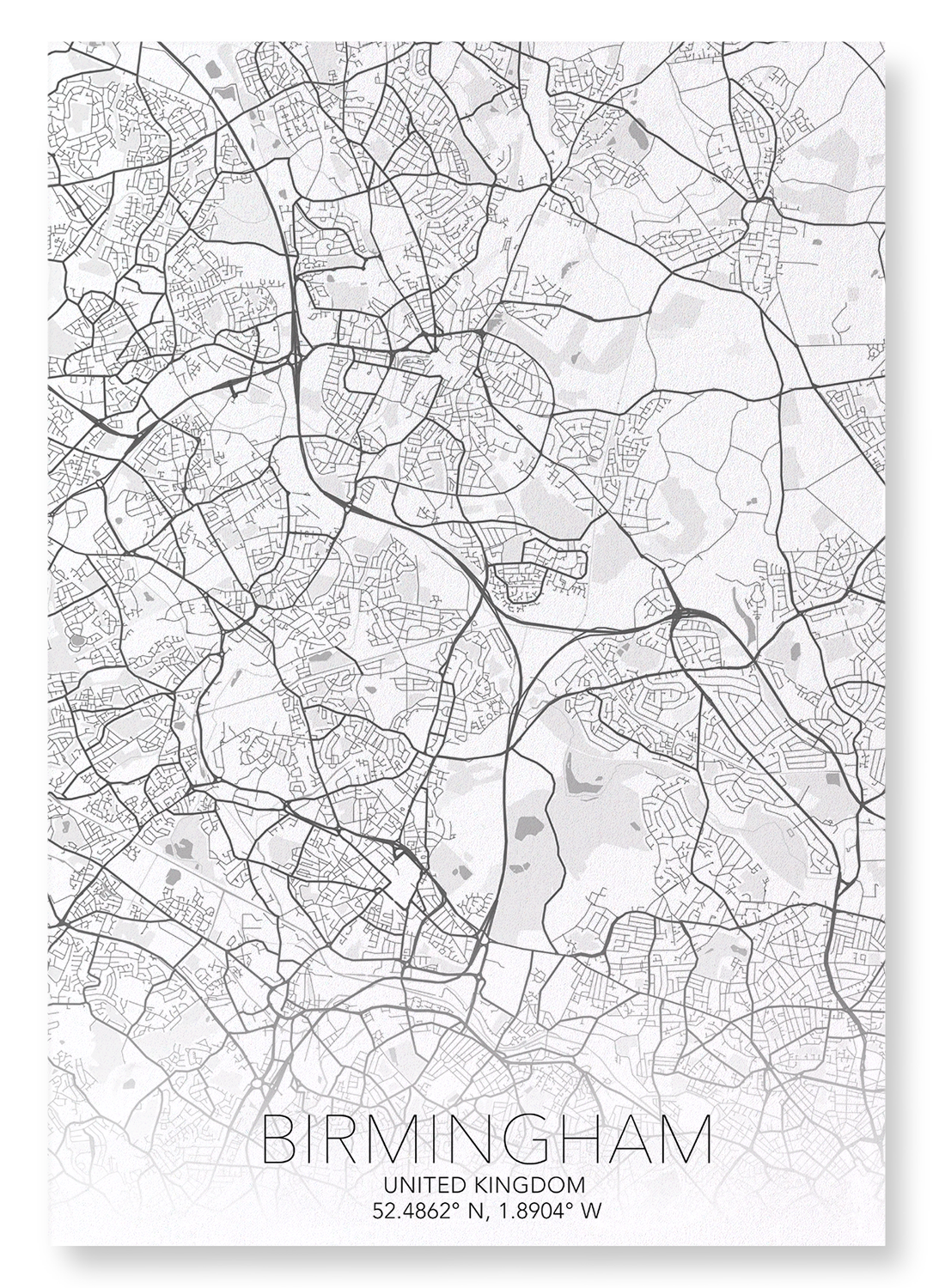 BIRMINGHAM FULL MAP: Map Full Art Print