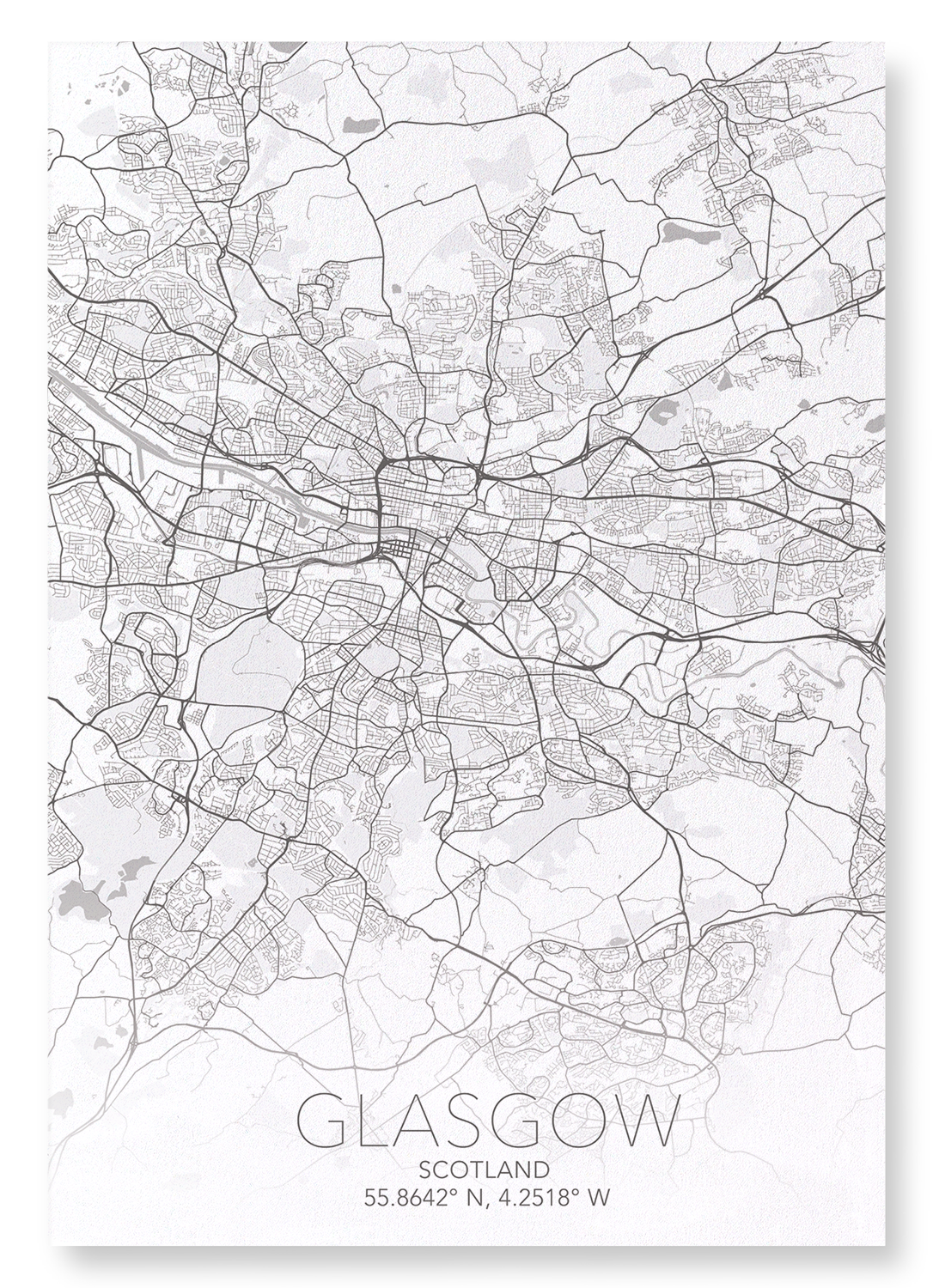 GLASGOW FULL MAP: Map Full Art Print