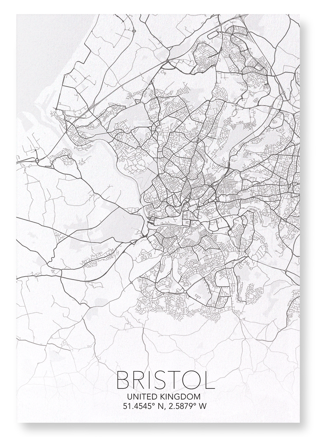 BRISTOL FULL MAP: Map Full Art Print