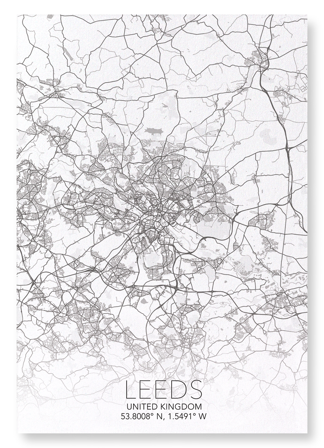 LEEDS FULL MAP: Map Full Art Print