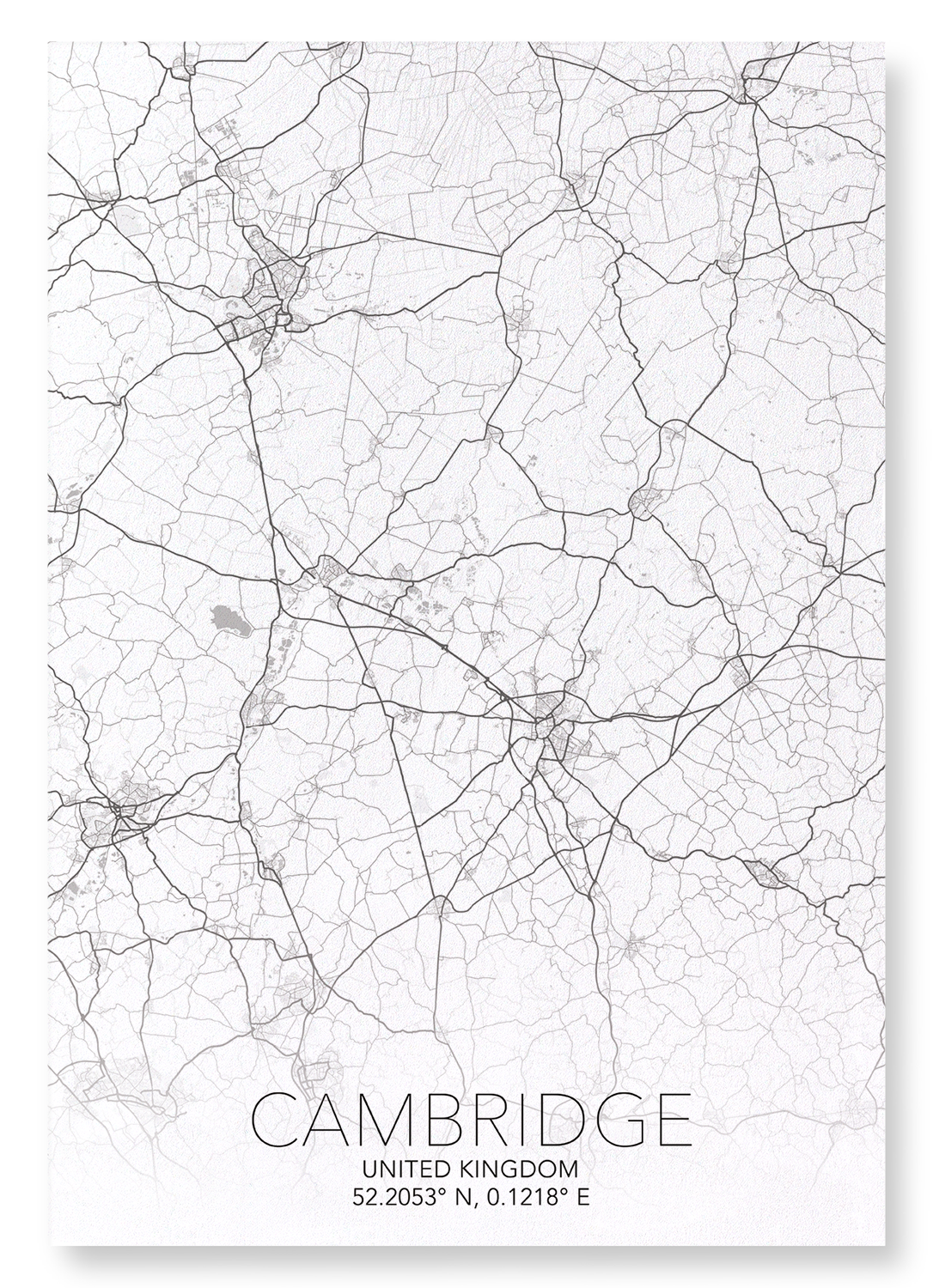 CAMBRIDGE FULL MAP: Map Full Art Print