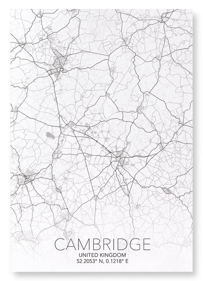 CAMBRIDGE FULL MAP: Map Full Art Print