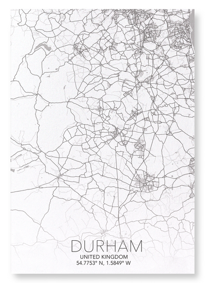 DURHAM FULL MAP: Map Full Art Print