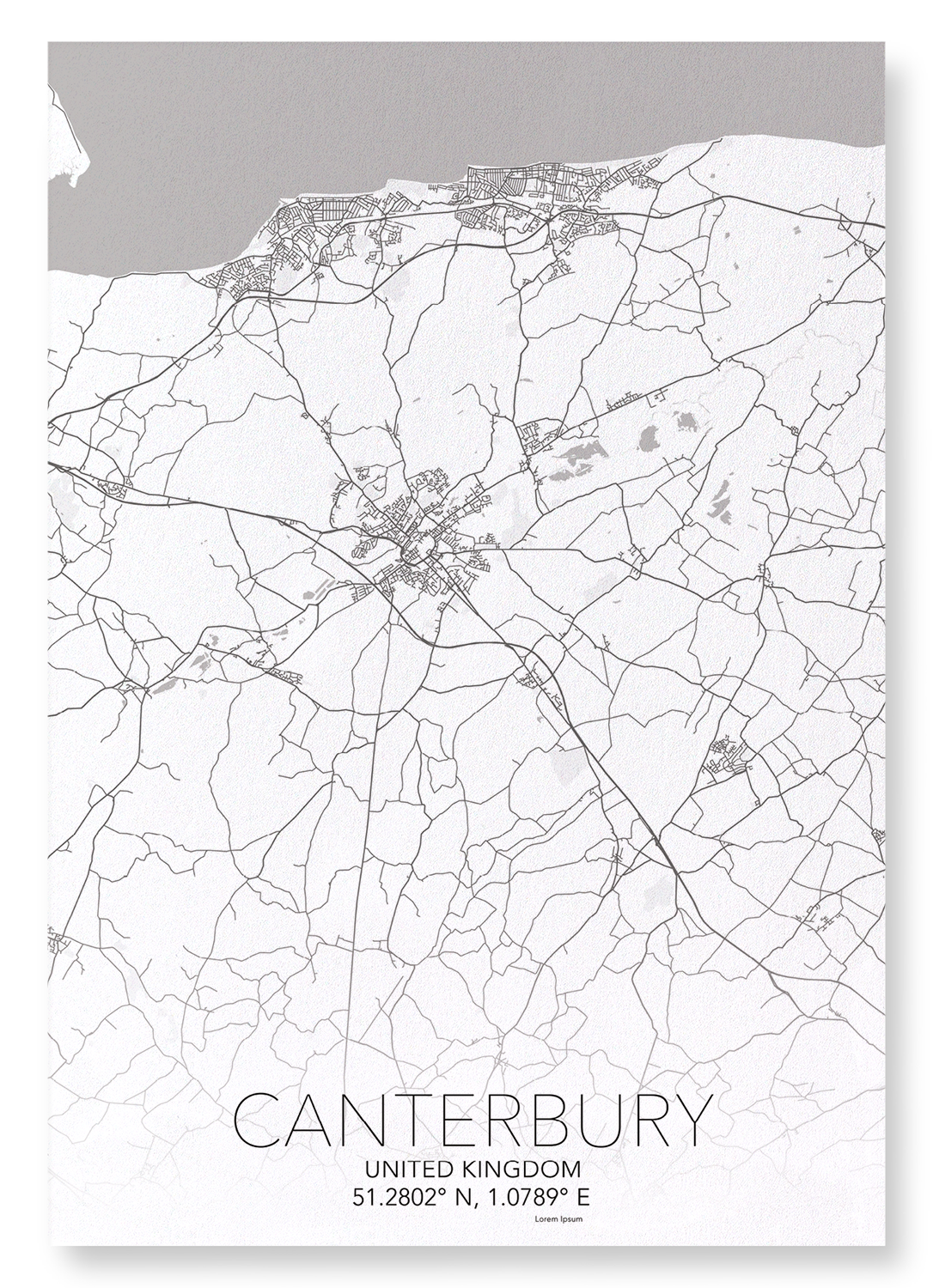 CANTERBURY FULL MAP: Map Full Art Print