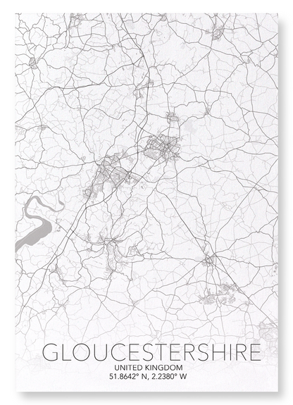 GLOUCESTERSHIRE FULL MAP: Map Full Art Print