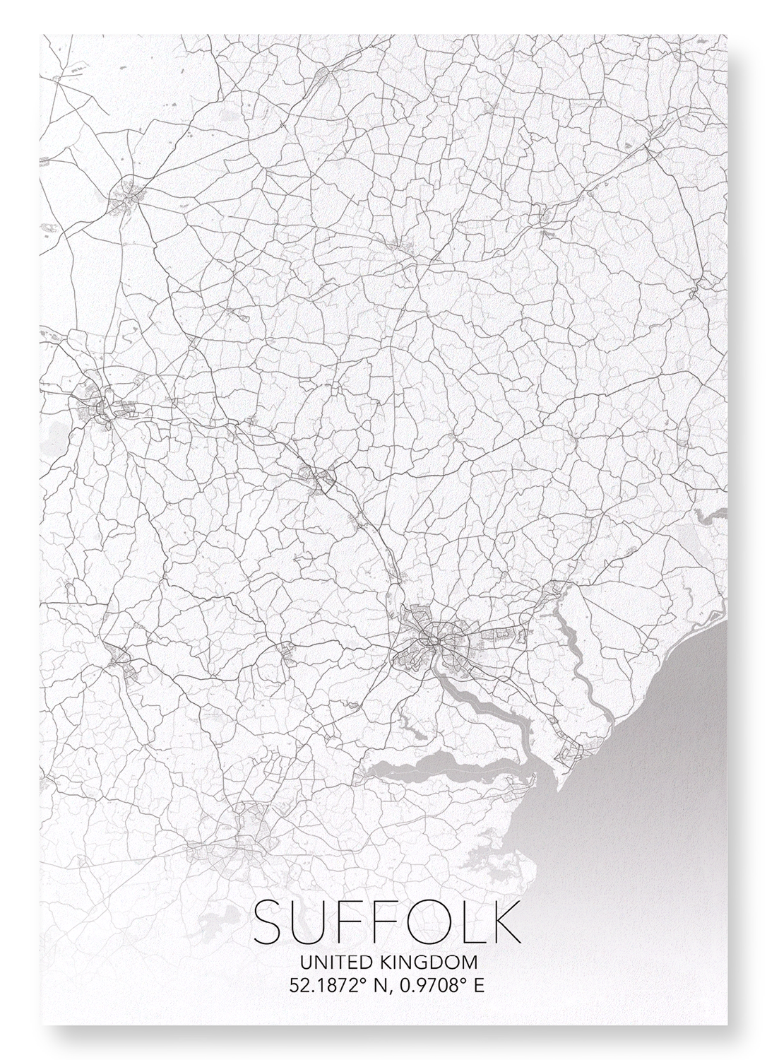 SUFFOLK FULL MAP: Map Full Art Print