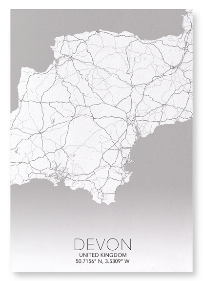 DEVON FULL MAP: Map Full Art Print