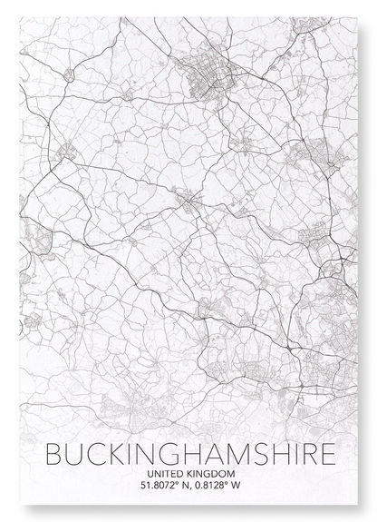 BUCKINGHAMSHIRE FULL MAP: Map Full Art Print