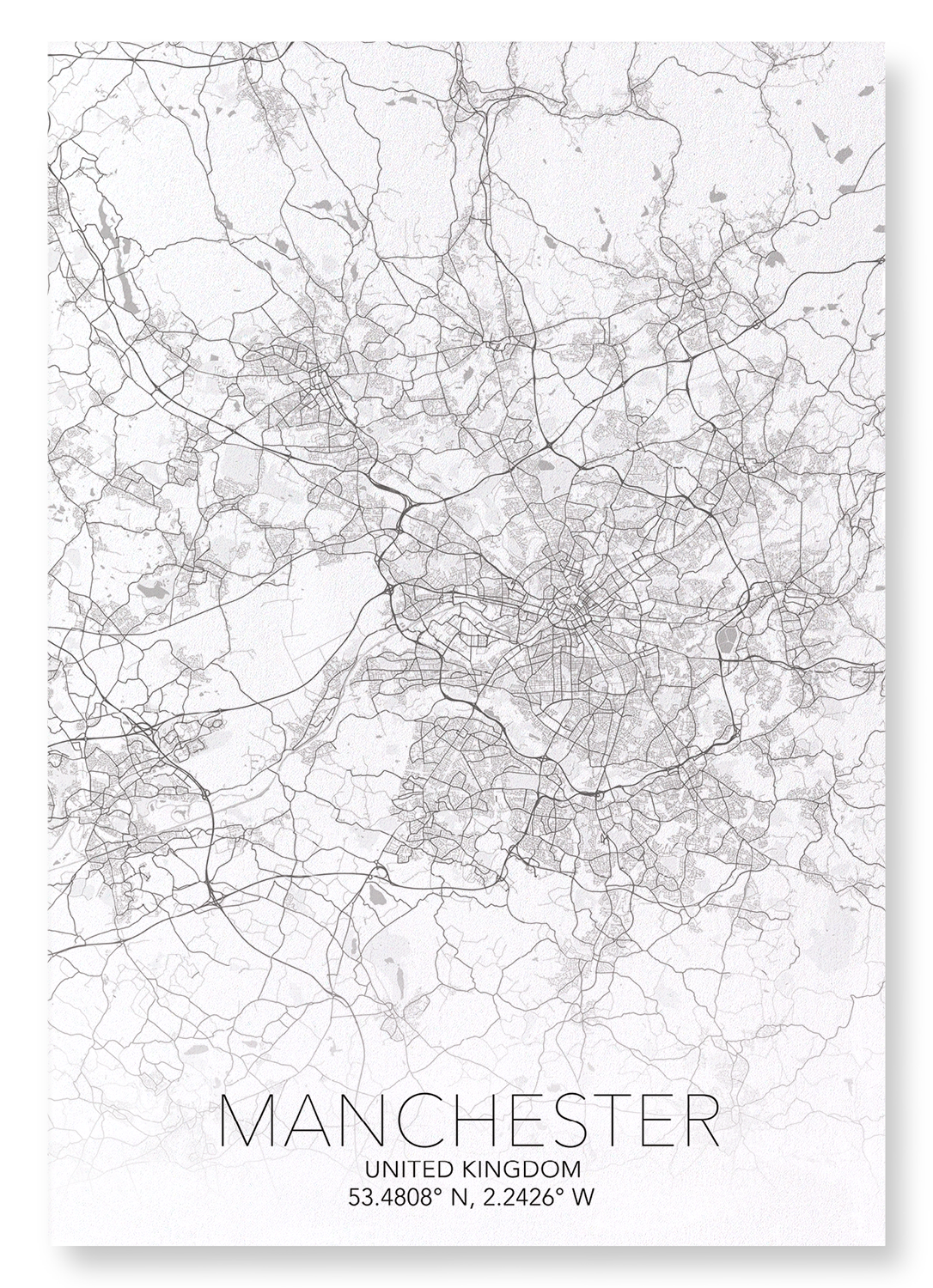 MANCHESTER FULL MAP: Map Full Art Print