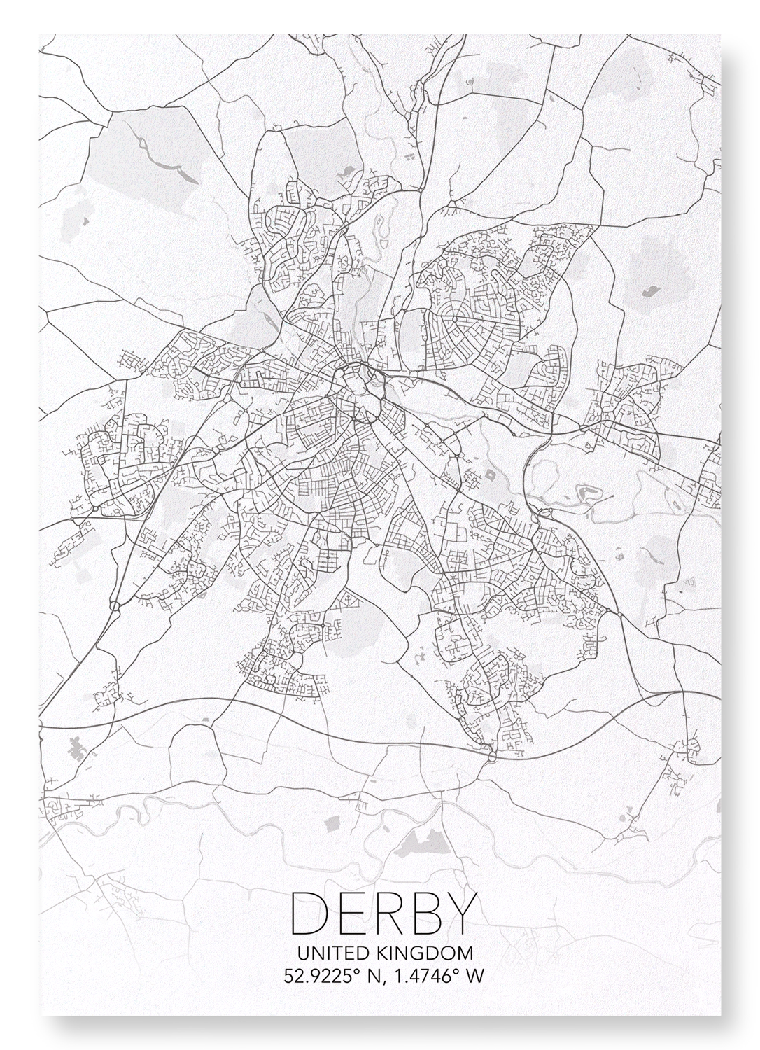 DERBY FULL MAP: Map Full Art Print