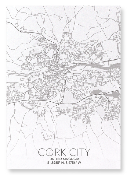 CORK CITY  FULL MAP: Map Full Art Print