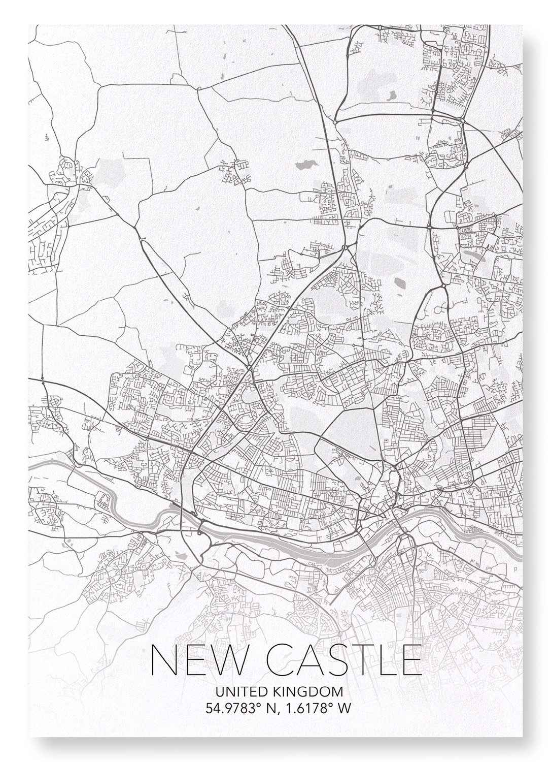 NEWCASTLE FULL MAP: Map Full Art Print