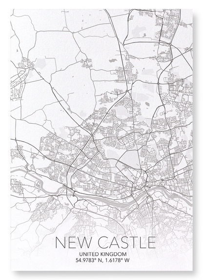 NEWCASTLE FULL MAP: Map Full Art Print