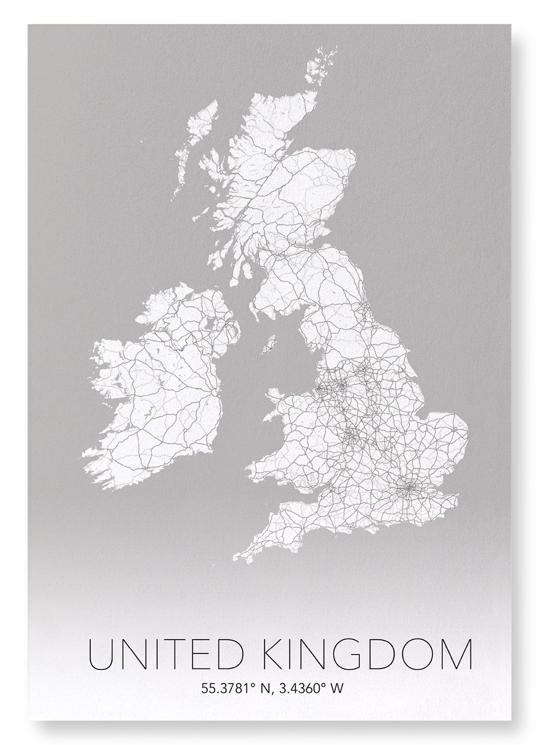 UNITED KINGDOM FULL MAP: Map Full Art Print