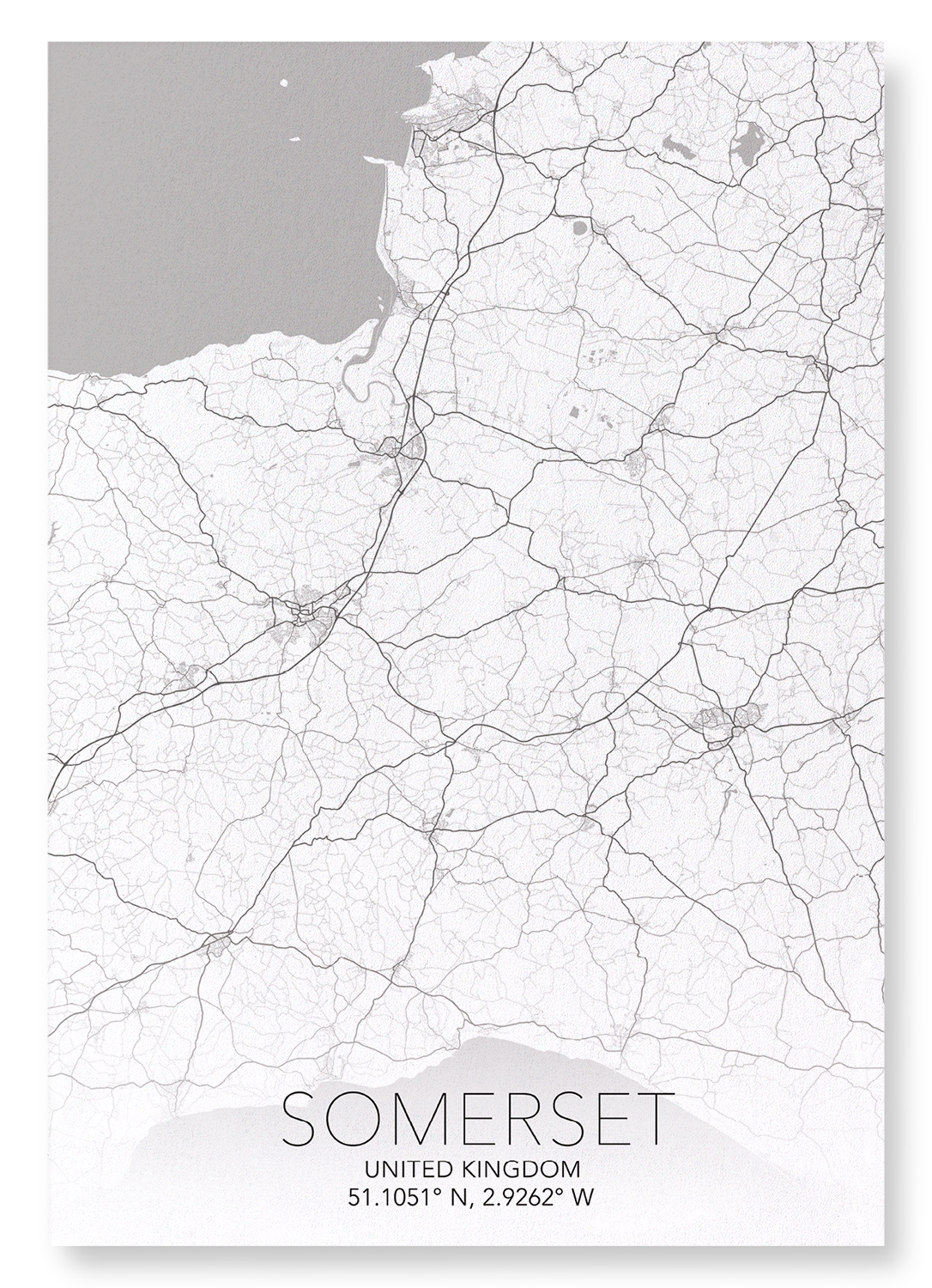 SOMERSET FULL MAP: Map Full Art Print