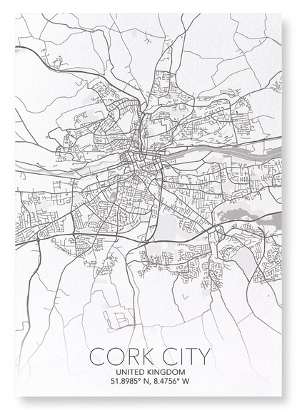 CORK CITY  FULL MAP: Map Full Art Print