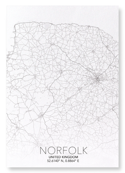 NORFOLK FULL MAP: Map Full Art Print