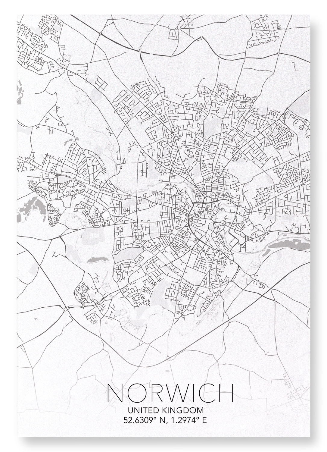 NORWICH FULL MAP: Map Full Art Print