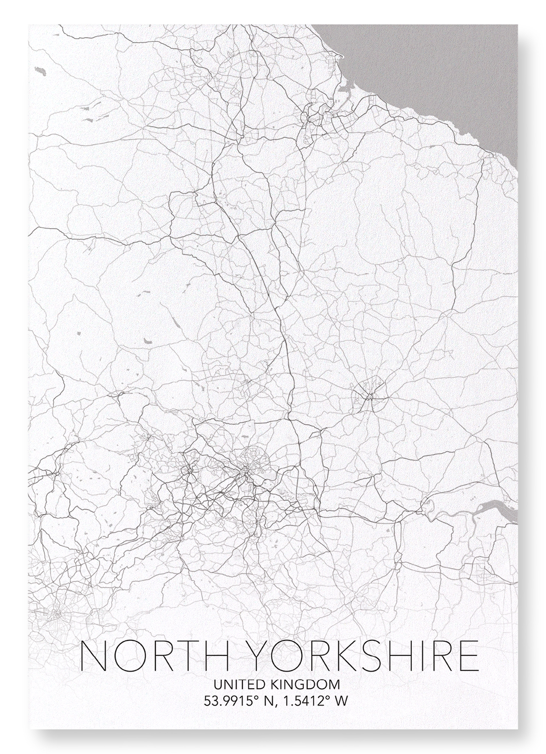 NORTH YORKSHIRE FULL MAP: Map Full Art Print