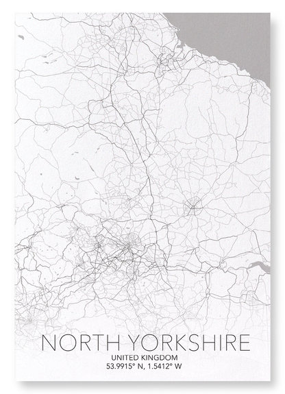 NORTH YORKSHIRE FULL MAP: Map Full Art Print