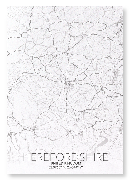 HEREFORDSHIRE FULL MAP: Map Full Art Print