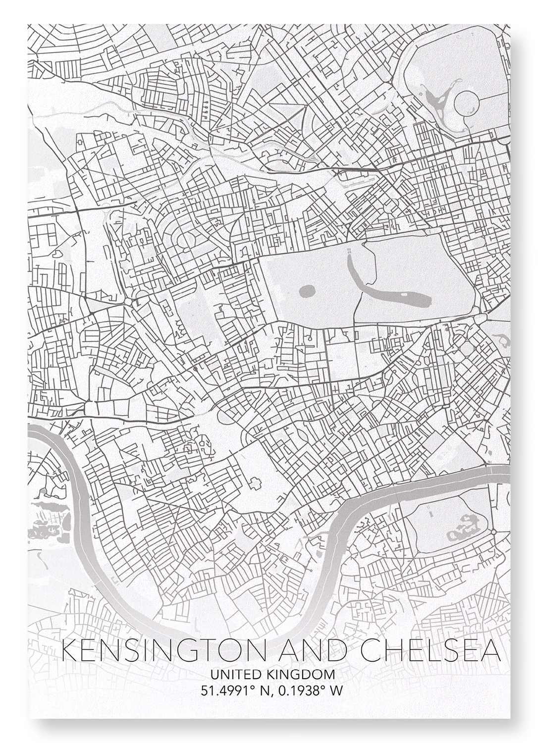 KENSINGTON AND CHELSEA FULL MAP: Map Full Art Print