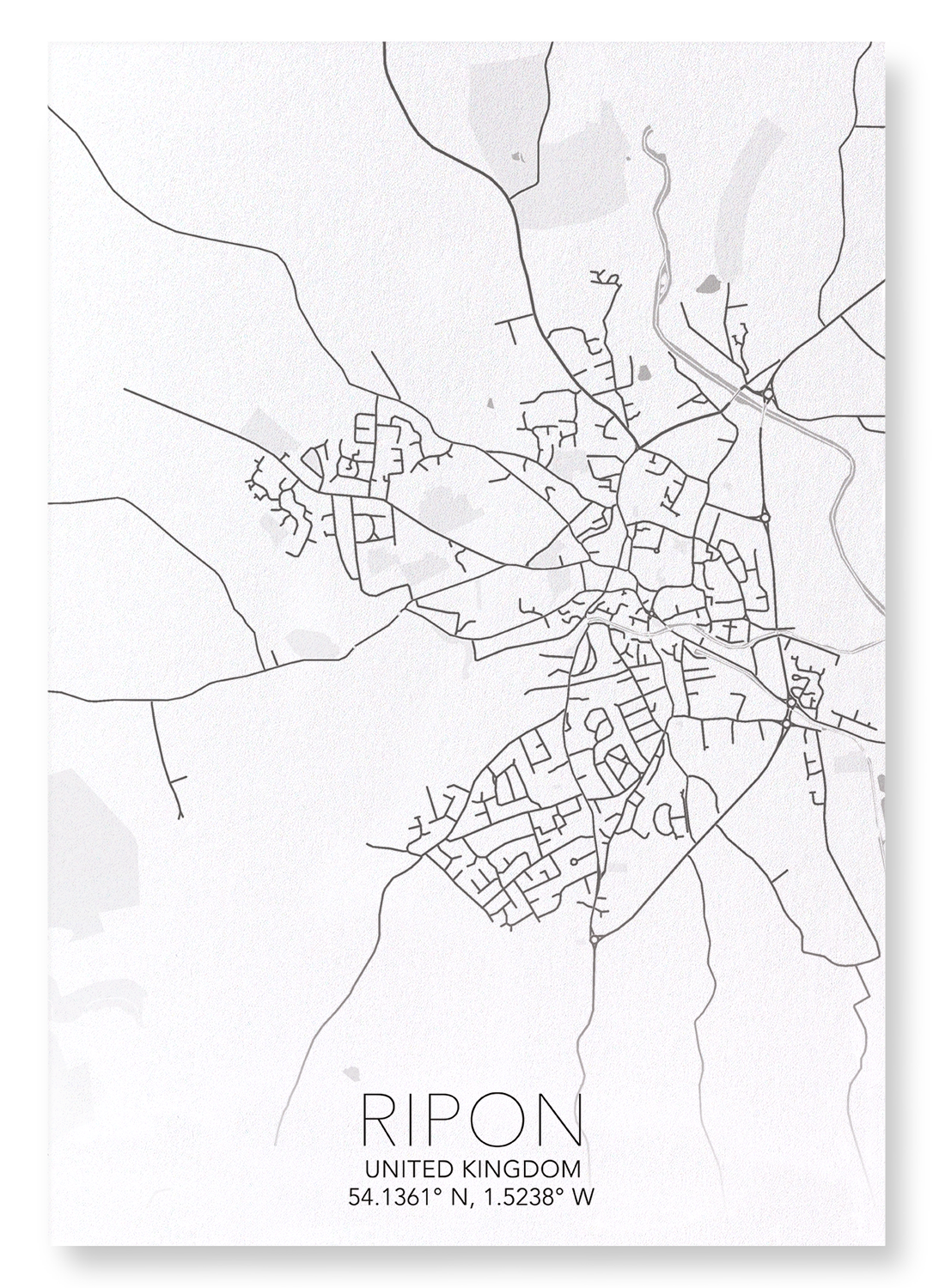 RIPON FULL MAP: Map Full Art Print