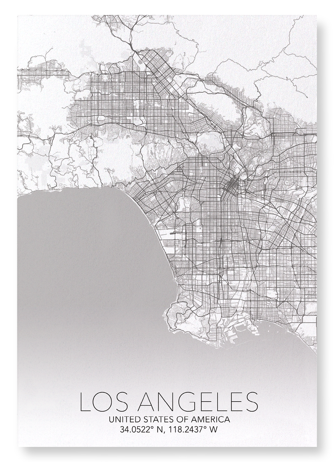 LOS ANGELES FULL MAP: Map Full Art Print