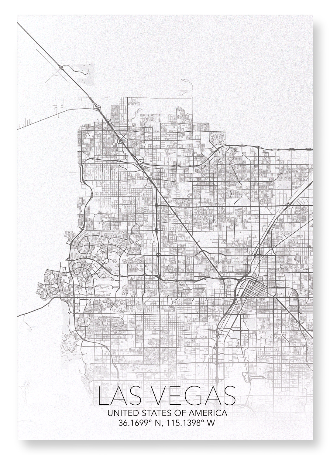 LAS VEGAS FULL MAP: Map Full Art Print