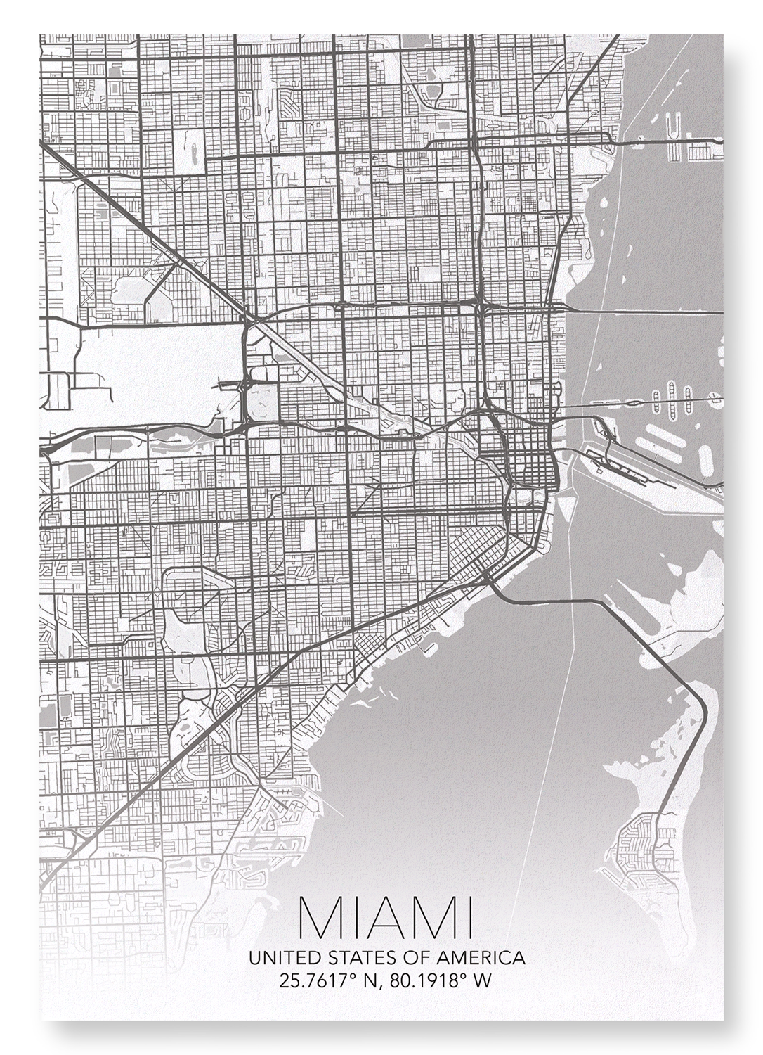 MIAMI FULL MAP: Map Full Art Print