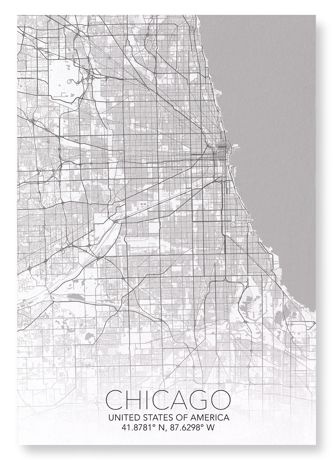 CHICAGO FULL MAP: Map Full Art Print