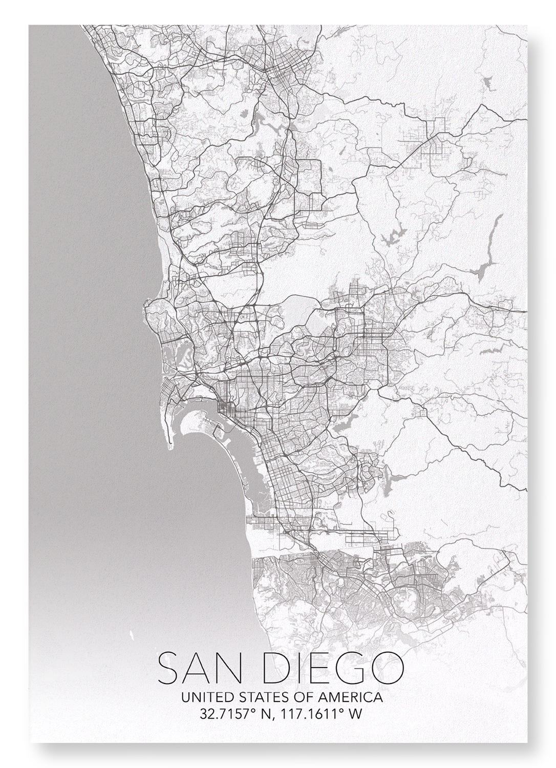 SAN DIEGO FULL MAP: Map Full Art Print
