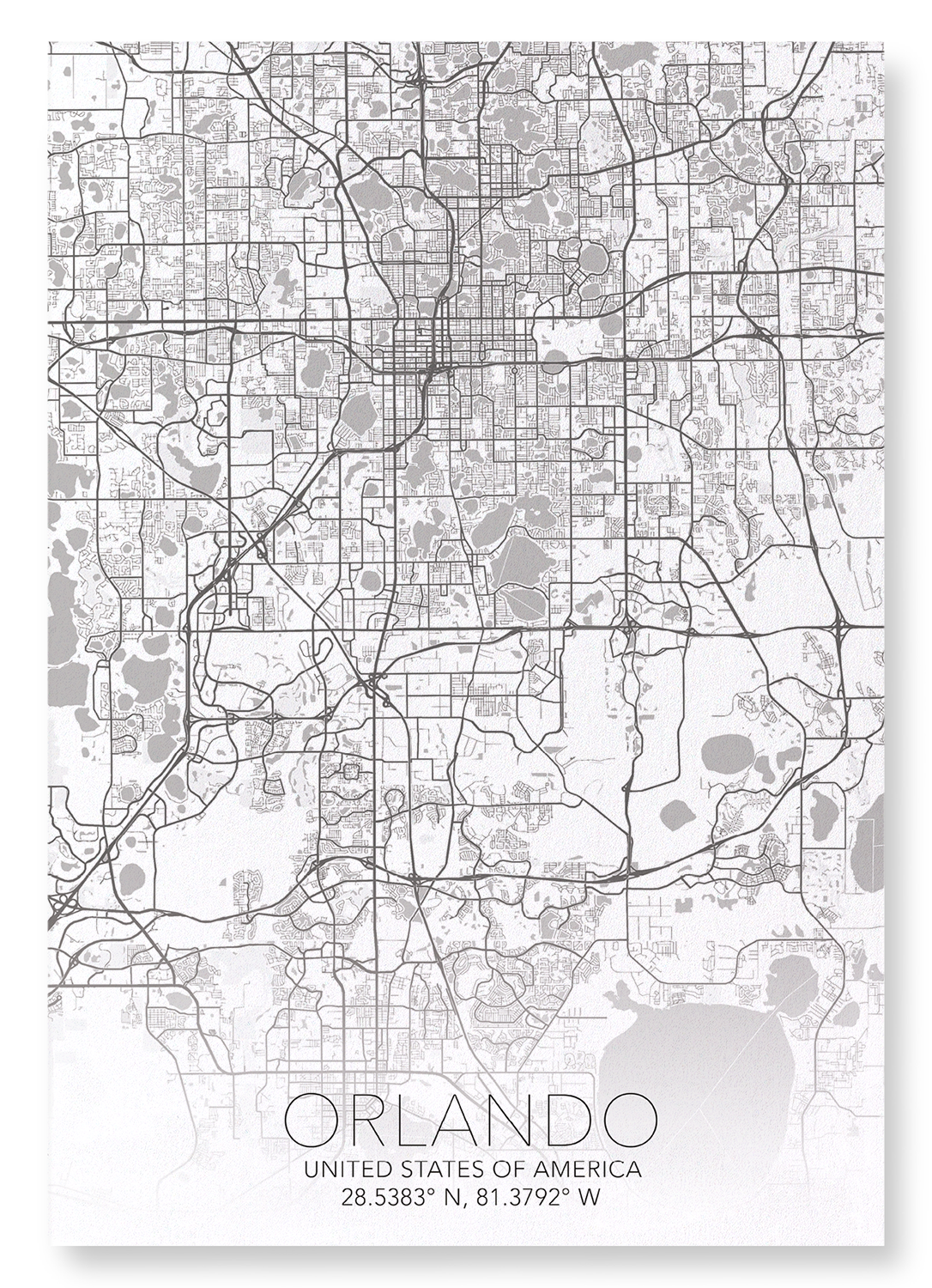 ORLANDO FULL MAP: Map Full Art Print