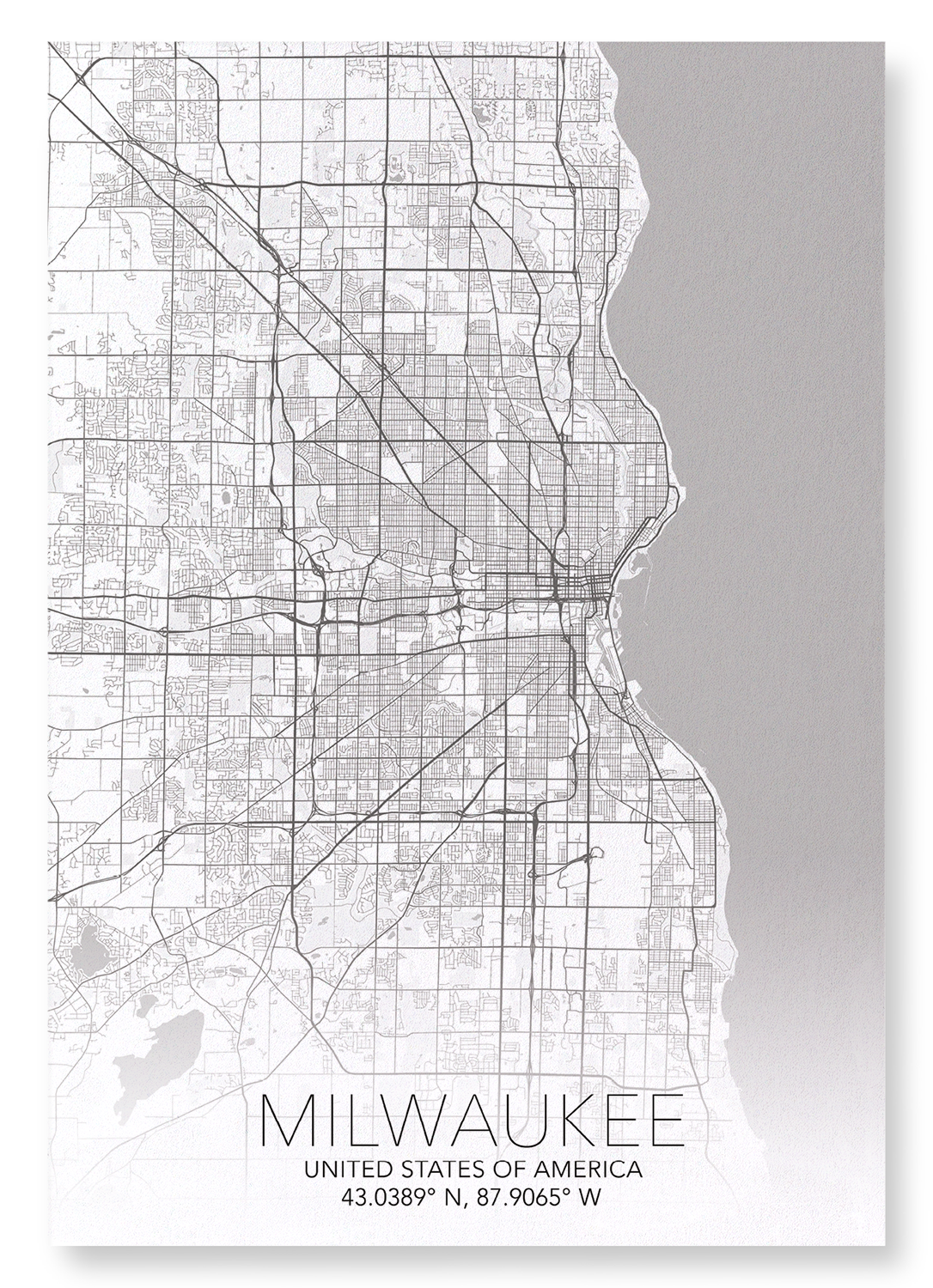 MILWAUKEE FULL MAP: Map Full Art Print
