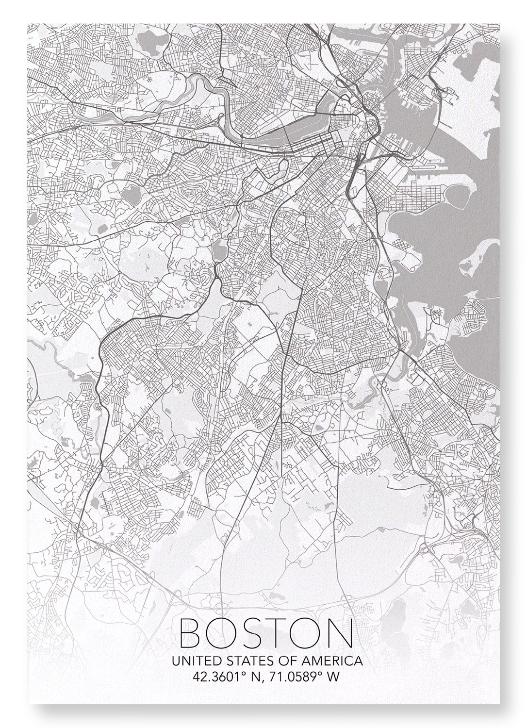 BOSTON FULL MAP: Map Full Art Print