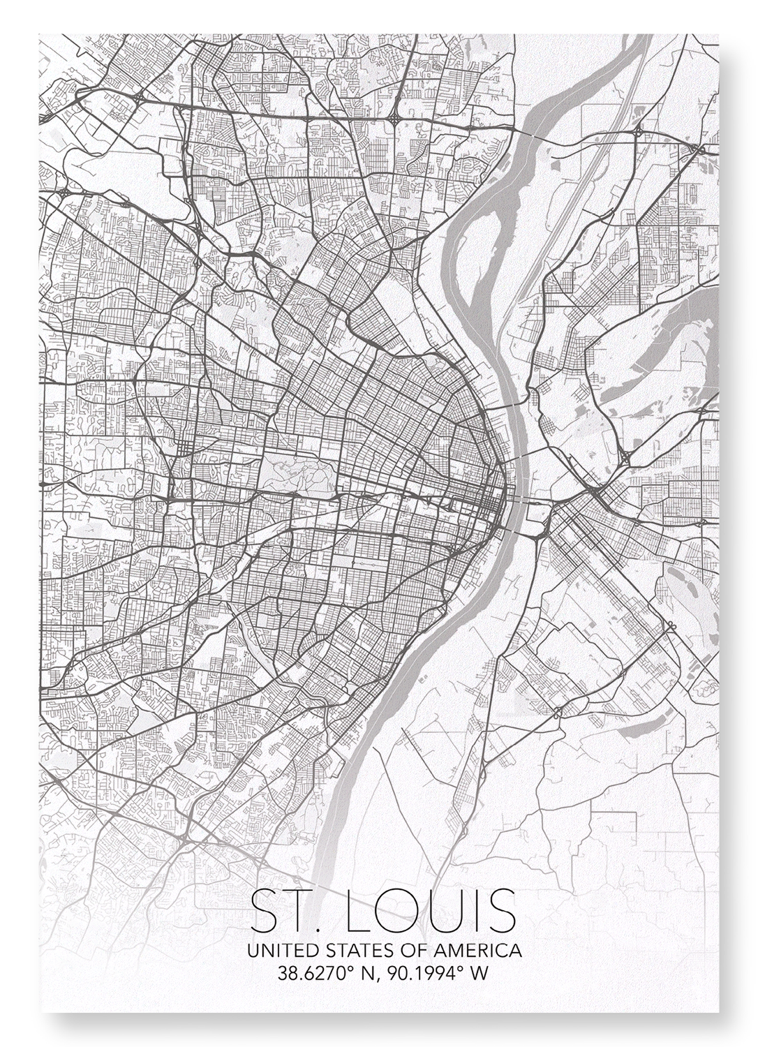 ST. LOUIS FULL MAP: Map Full Art Print