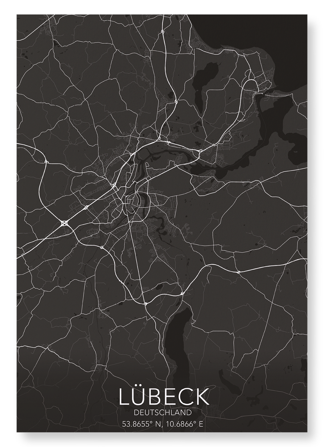 LÜBECK FULL: Map Full Art Print
