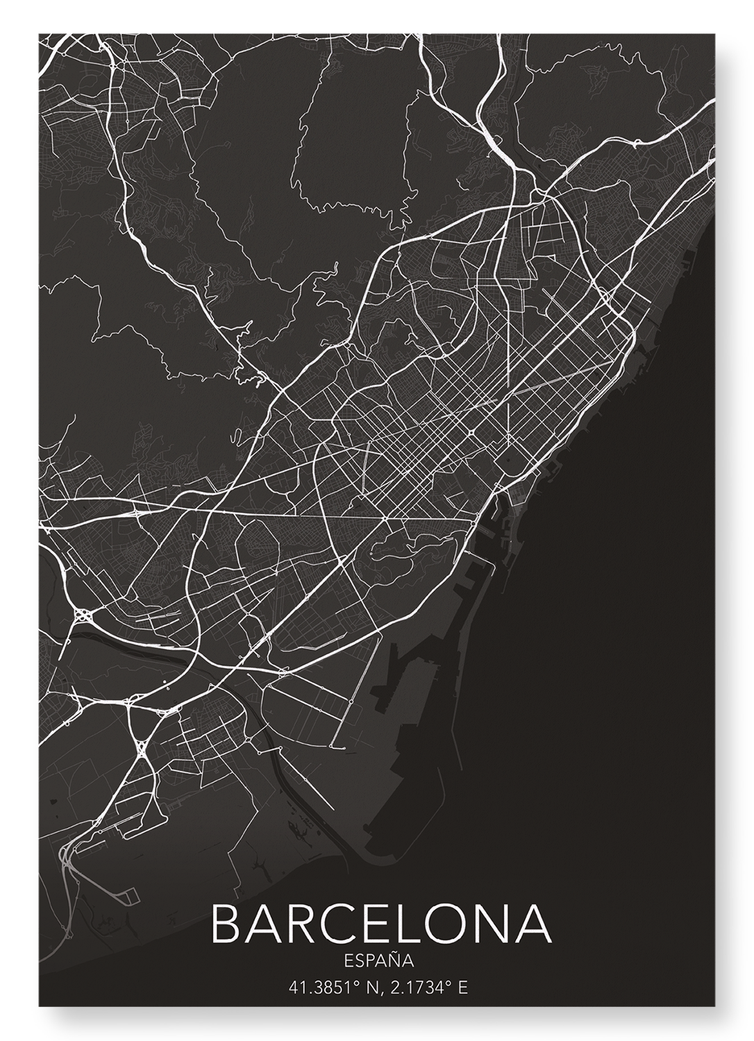 BARCELONE FULL: Map Full Art Print