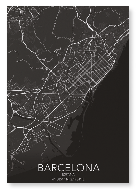 BARCELONE FULL: Map Full Art Print